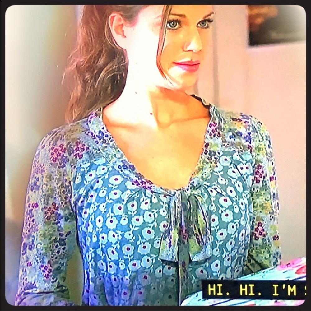 Whimsigoth Anthropologie Vintage Liberty Print Tie Neck Defined waist Boho Top!